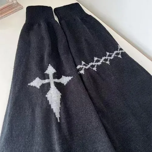 Vista 3 de Calentadores de pierna sueltos góticos japoneses Grunge Punk Tobillo Heap Calcetines Dark Academia Knit Clothe Y2K Preppy Flare Leg Sleeve