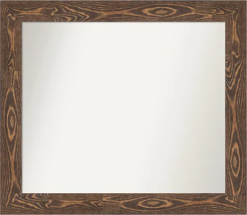 Vista 201 de Amanti Art Espejo de baño marrón para sobre fregadero, 26 x 26 pulgadas, espejo de tocador cuadrado marrón rústico Alexandria, marco de madera