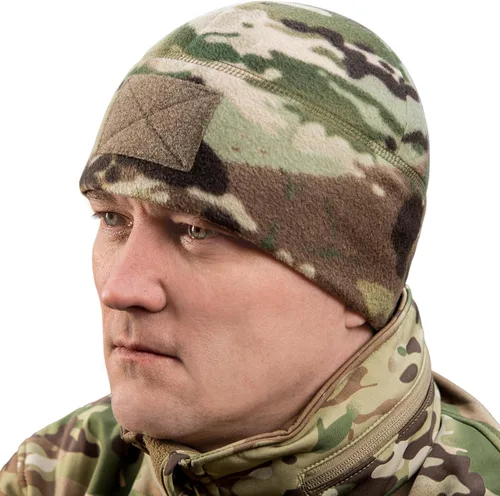 Vista 8 de M-Tac Gorro Táctico de Forro Polar con Parche - Gorro de Invierno Élite - Panel de Parche Negro