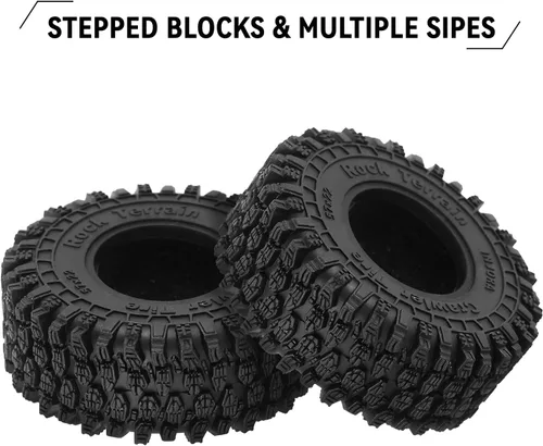 Vista 4 de INJORA Neumáticos 1.0 - Neumáticos S5 Super Blandos y Adhesivos de 57 * 22mm para TRX4M Axial AX24 SCX24 FCX24 Enduro24, T1016