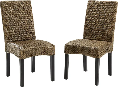 Vista 3 de Crosley Furniture Edgewater - Juego de 2 sillas de comedor de ratán de fibra natural tejidas a mano, color hierba marina