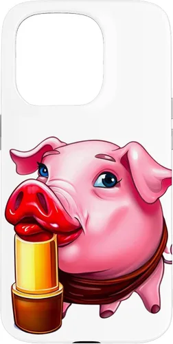 Vista 14 de Funda para iPhone 17 con lápiz labial para niñas en un cerdo