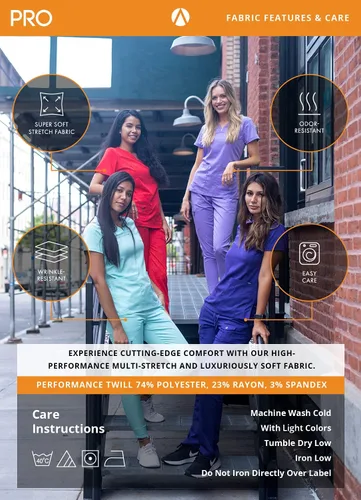 Vista 7 de Adar Pro Flawless Plus - Conjunto de uniforme médico para mujer, parte superior con cuello en V y pantalones deportivos