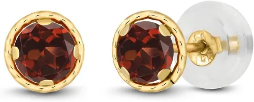 Vista 9 de Gem Stone King Aretes redondos de oro amarillo de 14 quilates con piedra natal Redondos de 0.157 in Aretes de oro para mujeres y hombres