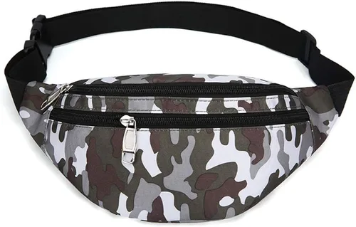 Vista 24 de Riñonera para hombres y mujeres, de moda e impermeable con cinturón ajustable, bolsas de riñonera casuales para correr, deportes, viajes. beige