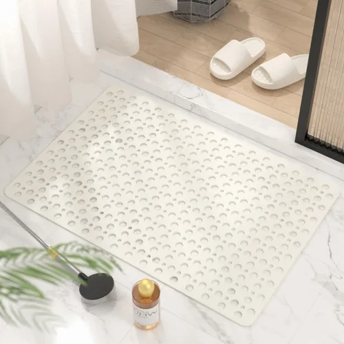 Vista 10 de HITSLAM Tapete antideslizante de elastómero termoplástico suave para bañera, drenaje eficiente con ventosas, fácil de limpiar, 28 x 15 pulgadas, Azul
