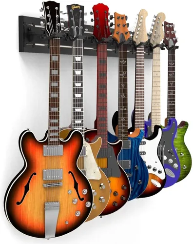 Vista 20 de DLDIRECT DiamondLife - Soporte de pared para guitarra color rojo cereza de 48 pulgadas, 3 perchas cromadas con bloqueo de seguridad acolchado