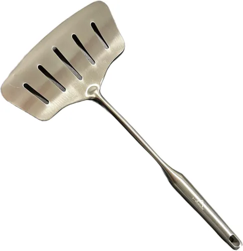Vista 9 de Espátula sólida de acero inoxidable para servir utensilios de cocina para huevo, pescado filete a prueba de calor, mango hueco fácil de limpiar