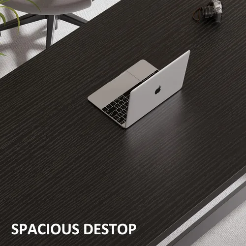 Vista 3 de IBF - Escritorio de oficina negro, moderno escritorio de metal de madera para computadora en oficina, 47 pulgadas
