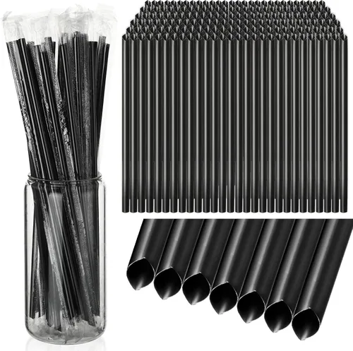Vista 8 de Gerrii - 1000 pajitas de plástico envueltas individualmente de 0.236 in Negro