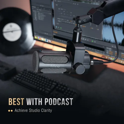 Vista 8 de FIFINE Micrófono dinámico XLR, micrófono vocal de estudio para grabación, micrófono de podcast XLR de metal con impulso medio, filtro de corte bajo