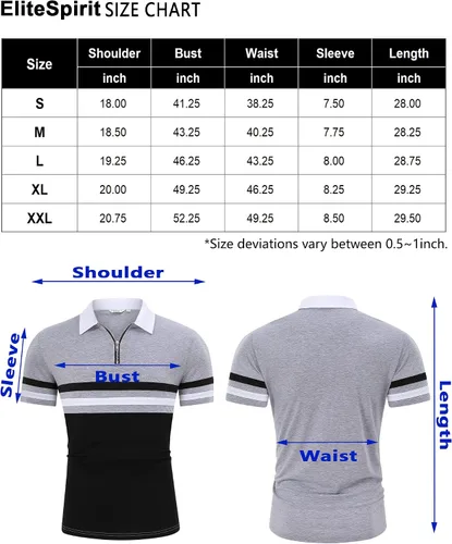 Vista 7 de EliteSpirit Polo de manga corta para hombre, a rayas, casual, con cuello de rugby