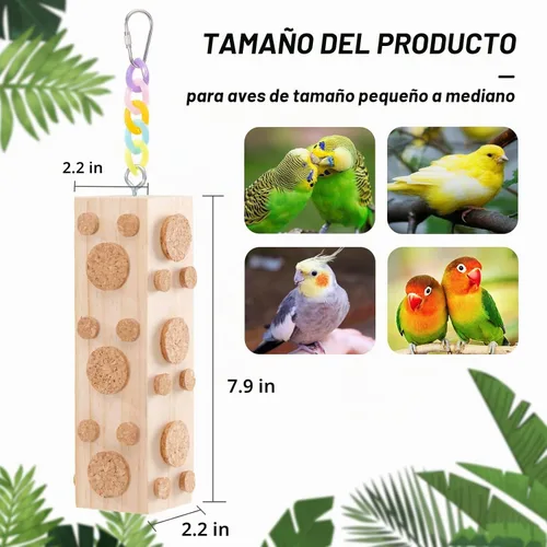 Vista 2 de 2 juguetes de madera para masticar pájaros, 7.9 pulgadas, 92 corchos