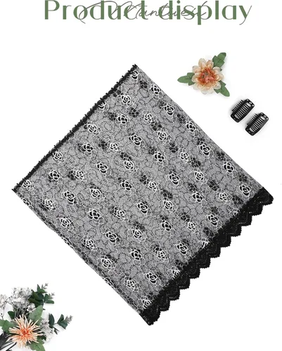 Vista 5 de Mantveil Velos de Iglesia Católica para Mujeres Vintage Negro Blanco Rosa Floral Encaje Mantilla Capilla Velo Latino Mass Head Coverings