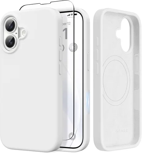 Vista 106 de GONEZ Funda magnética para iPhone 14, compatible con Magsafe, con protector de pantalla + protector de cámara, forro de microfibra antiarañazos