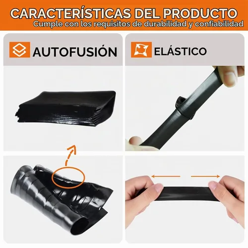 Vista 3 de Cinta de silicona autofusible para reparación de mangueras de fontanería, cinta impermeable de 10 pies Negro