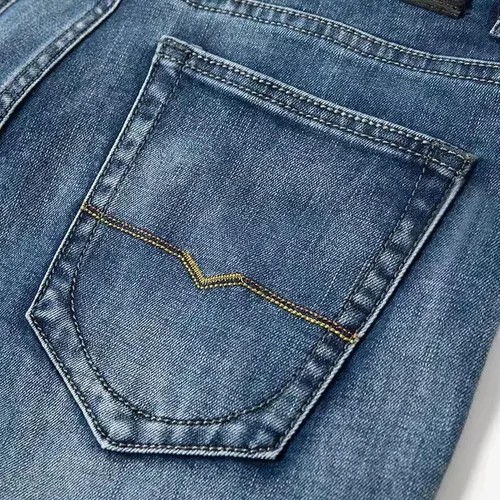 Vista 4 de JANTTAWEAR Vaqueros rectos regulares para hombre, jeans elásticos rasgados
