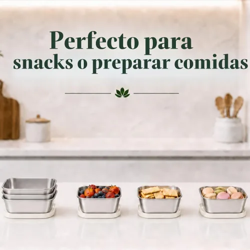 Vista 3 de Modaniam Flexibento - Juego de recipientes de acero inoxidable con tapas de silicona, paquete de 2 unidades de 14 onzas cada uno