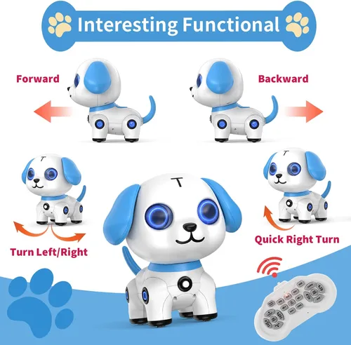 Vista 3 de Perro robot inteligente, mascota interactiva para cachorros con función de Azul