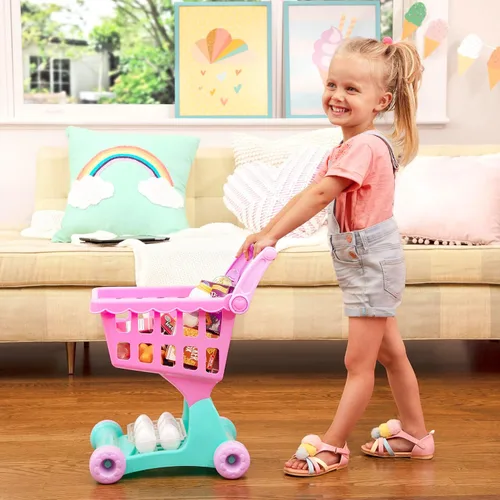 Vista 2 de Battat Carrito de compras y juego de comestibles para niños - Comida de juguete - Cocina de juego - Juego de simulación - Más de 3 años