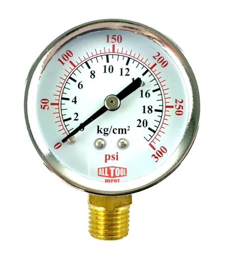 Vista 7 de Medidor de presión de aire de 1-1/2" con montaje inferior en el lado, rosca NPT de 1/8", esfera de 1-1/2" - 0 a 160 PSI