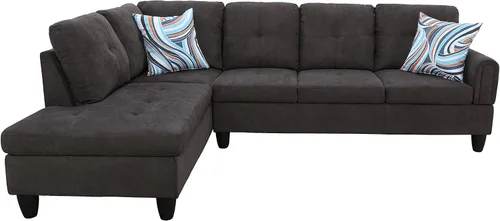 Vista 3 de Star Home Living Juego de 2 sofás seccionales orientados a la izquierda, marrón oscuro