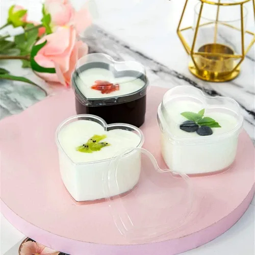 Vista 3 de Mini vasos de postre de 4 onzas, vasos de muestra de sabor transparente, 25 piezas reutilizables de plástico para postres + tapa + cuchara