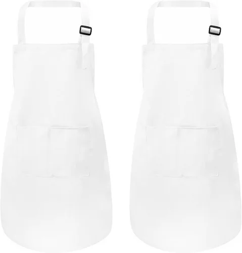 Vista 12 de 2 piezas de delantales para niños, delantales para artistas con bolsillos ajustables, delantales de chef para cocina, pintura de respaldo infantil