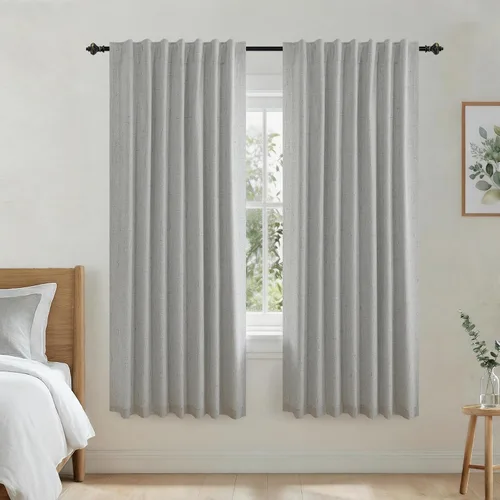 Vista 109 de KOUFALL - Cortinas de medio estilo francés de lino para ventana, juego de 2 cortinas cortas de 40 pulgadas de longitud, para privacidad, cortinas