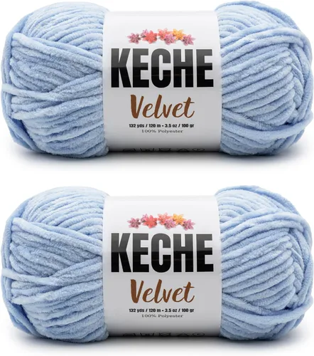 Vista 79 de Keche Hilo para ganchillo, hilo de terciopelo, chenilla suave, manta de bebé voluminosa amigurumi Yarn 3.53 oz (132 yardas) - Arona