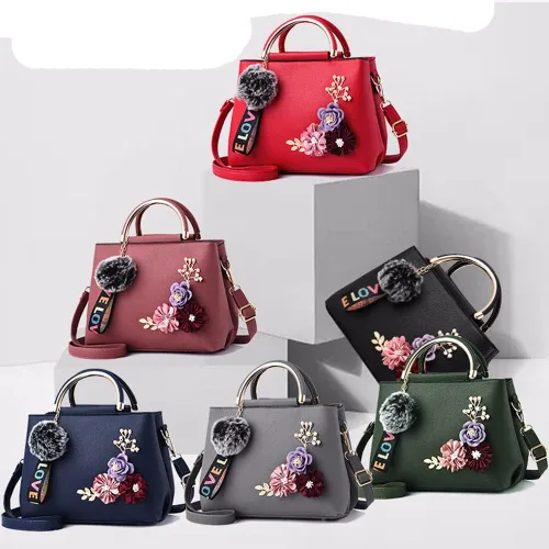 Vista 2 de Dayfine Bolso de mano para mujer, bolso floral 3D, bolso con asa superior, bolso de hombro de piel sintética, bolso pequeño, bolso cruzado