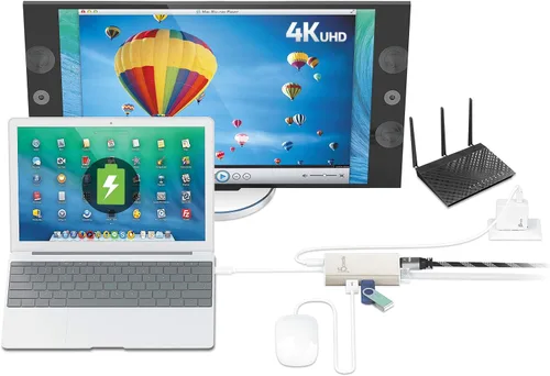 Vista 8 de j5create Estación de acoplamiento multiadaptador USB C Hub con HDMI 4K, 2 puertos USB 3.1 SuperSpeed, Ethernet, Power Delivery 2.0 (JCA374)