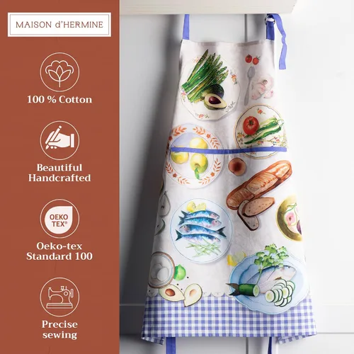 Vista 982 de Maison d' Hermine Delantales para mujer con bolsillo, 100% algodón (27.50 x 31.50 pulgadas)