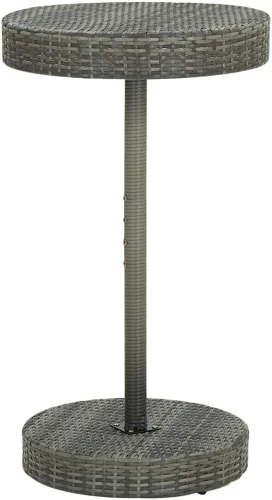 Vista 5 de Ensemble de Bar de Jardin 3 Pièces Gris avec Table et Tabourets, Résistant aux Intempéries en Rotin PE et Acier Laqué, Design Moderne Pour Terrasse