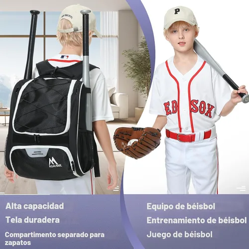 Vista 5 de Hsmihair Bolsa de béisbol - Mochila de béisbol para béisbol, compartimento principal grande, softball y equipo para jóvenes y adultos