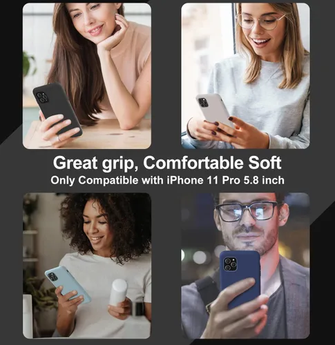 Vista 7 de Vooii Compatible con iPhone 11 Pro, silicona líquida suave de goma delgada, funda protectora de cuerpo completo con forro de microfibra suave