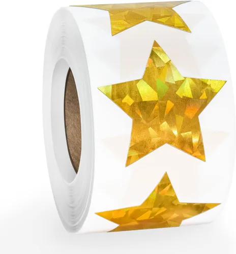 Vista 17 de 500 calcomanías de estrellas multicolor para recompensas infantiles, calcomanías holográficas de estrellas de 1 pulgada para bricolaje