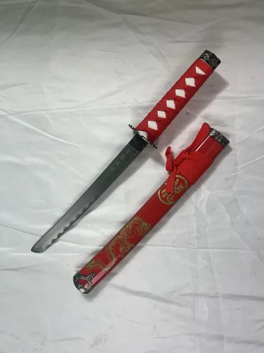 Vista 5 de Kinstore Juego de espada samurái japonesa tradicional hecha a mano de 3 piezas con soporte de exhibición. Katana, Wakizashi, espadas Tanto. Dragón