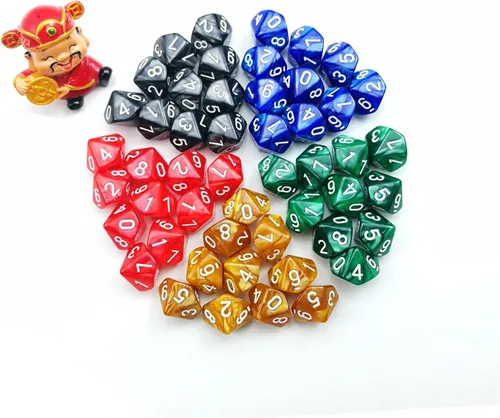 Vista 2 de Juego de 50 dados poliédricos de mármol D10, 5 x 10 piezas de 10 lados