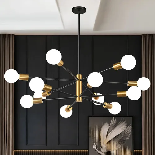 Vista 23 de Sputnik - Lámpara de techo con 6 luces para comedor Negro y oro cepillado