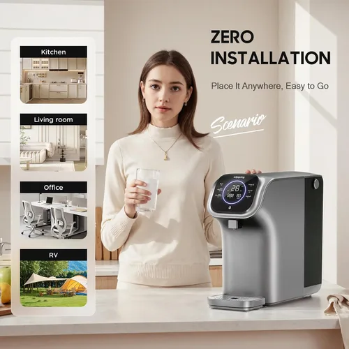 Vista 9 de Sistema de ósmosis inversa de mostrador para el hogar, filtro de agua RO de 6 etapas con remineralización y UV, purificador de agua portátil sin