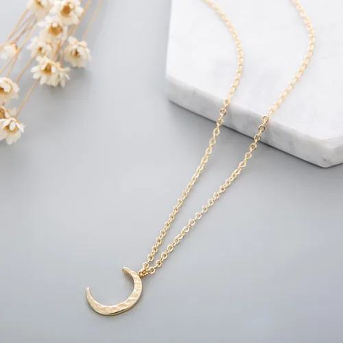 Vista 4 de Fettero - Collar con dije de oro, gargantilla en capas con moneda abierta, círculo de karma completo, luna creciente nueva, 14K oro chapado