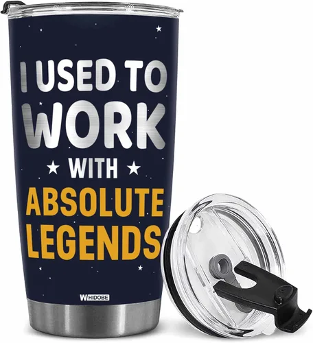 Vista 8 de WHIDOBE Vaso jubilado personalizado, con texto en inglés "I Used To Work With Absolute Legend, Goodbye Workplace Office Boss, Women Men, Going Away