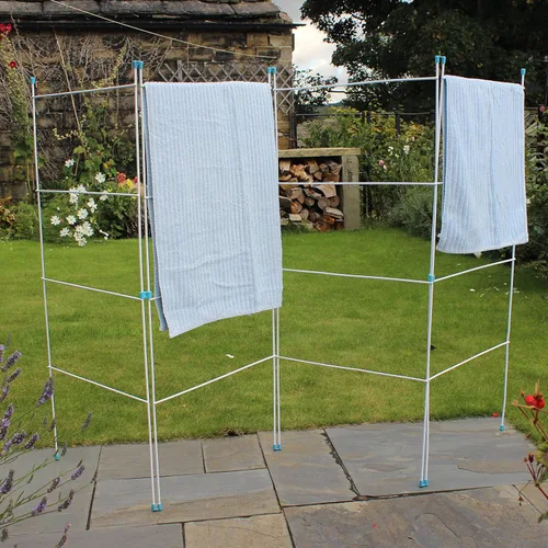 Vista 2 de JVL Caravan - Secador de ropa plegable para interiores y exteriores, de cuatro paneles, plástico/metal, color blanco