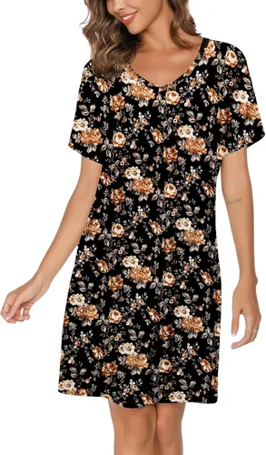 Vista 3 de Paquete de 2 camisones para mujer, camisas de dormir de algodón de manga corta