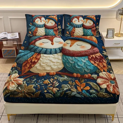 Vista 10 de AILONEN Lovely Bear - Juego de sábanas bajeras tamaño Queen, juego de ropa de cama con pajarita de dibujos animados para niños y niñas, sábana