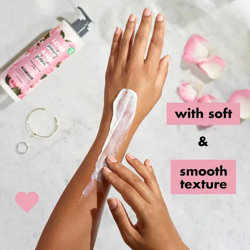 Vista 4 de Love Beauty and Planet Delicious Glow Loción corporal Murumuru Butter & Rose para una piel suave y brillante, ingredientes naturales, hidratantes a