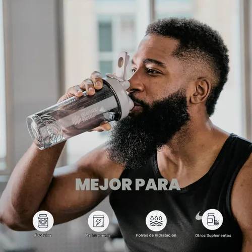Vista 5 de BlenderBottle - Botella agitadora Pro Series perfecta para batidos de proteínas y preentrenamiento, 24 onzas, color gris humo Gris (Smoke Grey)