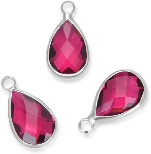 Vista 15 de Adabele Colgante de piedra natal de grado A, gota de 0.433 in, 0.551 in y 0.630 in, chapado en plata de ley para aretes personalizados, pulseras