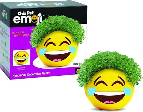 Vista 14 de Chia Pet Emoji Winky con paquete de semillas, maceta decorativa de cerámica, fácil de hacer y divertido de cultivar, regalo novedoso, perfecto